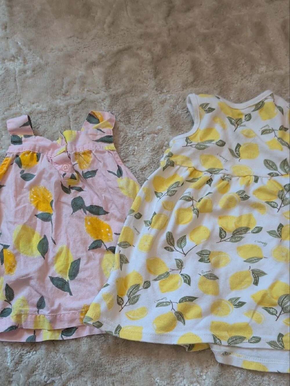 Lemon Print Top And Summer Dress - White & Pink
